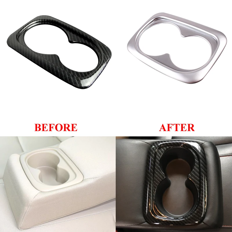 

ABS Carbon Fiber Rear Cup holder Sticker Back Drink Water Cup Holder Cover Trim Interior Accessory For Honda Civic 2016 2017