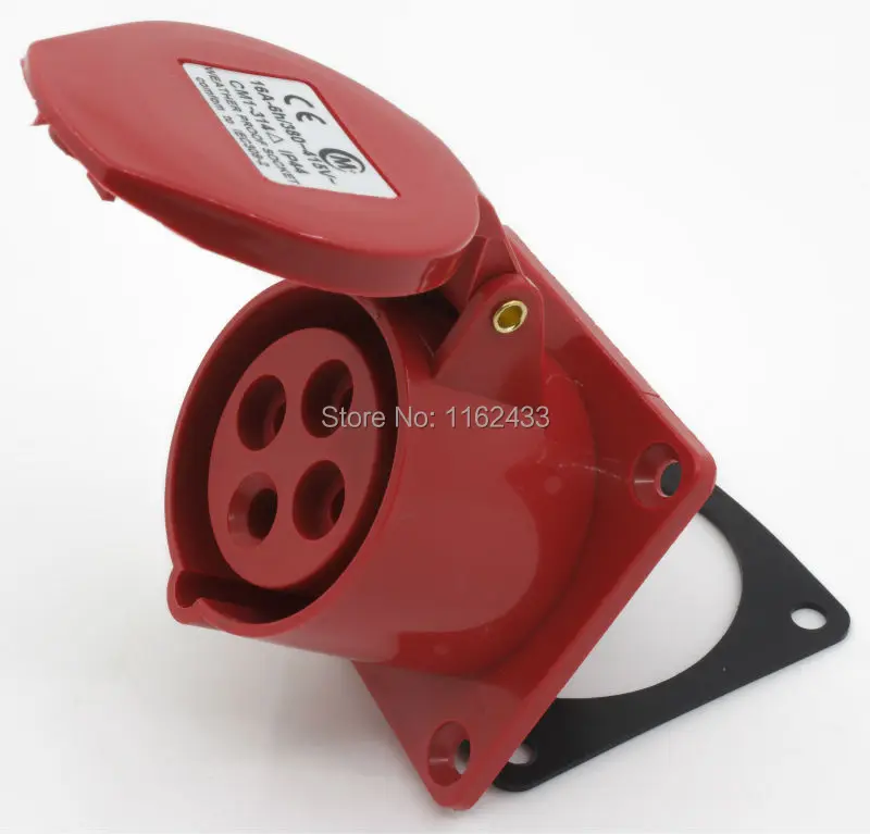 

16A 3P E 4 pin 380-415V IP44 314 three phase splashproof industrial flush mounting socket