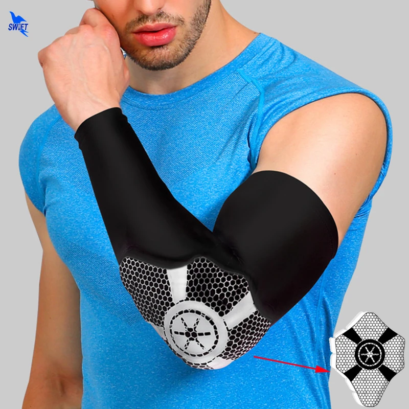 

1 Pair Honeycomb Protective Gym Volleyball Elbow Pads Basketball MTB Bike Arm Sleeve Elbow Support Guard Sport Safety Armwarmers