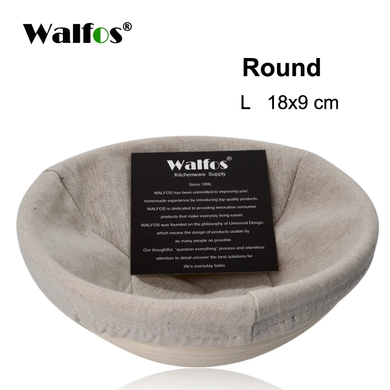 WALFOS плетеная корзина для брожения из натурального ротанга, кантри багет, французский хлеб, массовая защита, корзины для теста, баннетоновые корзины - Цвет: WALFOS Round L
