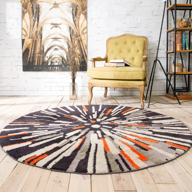 Modern Stripes Mat Home Decor Room Carpet Soft Play Crawling Round art Carpets For Living Bedroom | Дом и сад