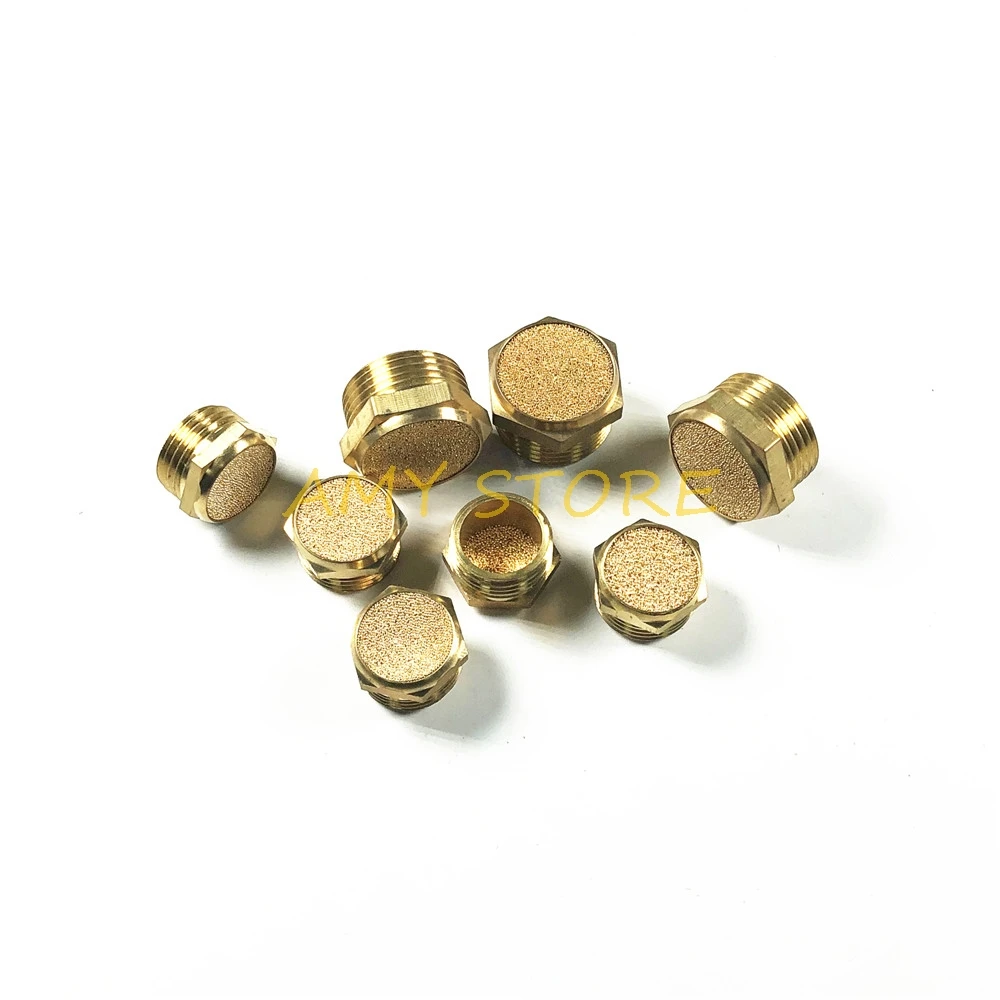 

2pcs Compressor Exhaust Muffler BSPT Threaded 1/8" 1/4" 3/8" 1/2" M5 Pneumatic Plug Silencer Brass Connector BSLM-01/02/03/04