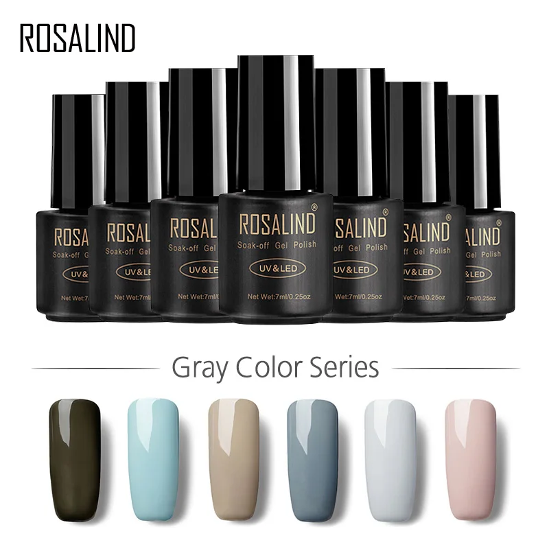 

ROSALIND Gel 1S 7ml Gray Color Series UV LED Soak-off Gel Nail Polish High Quality Color Nail Art Long-lasting gel lacquer