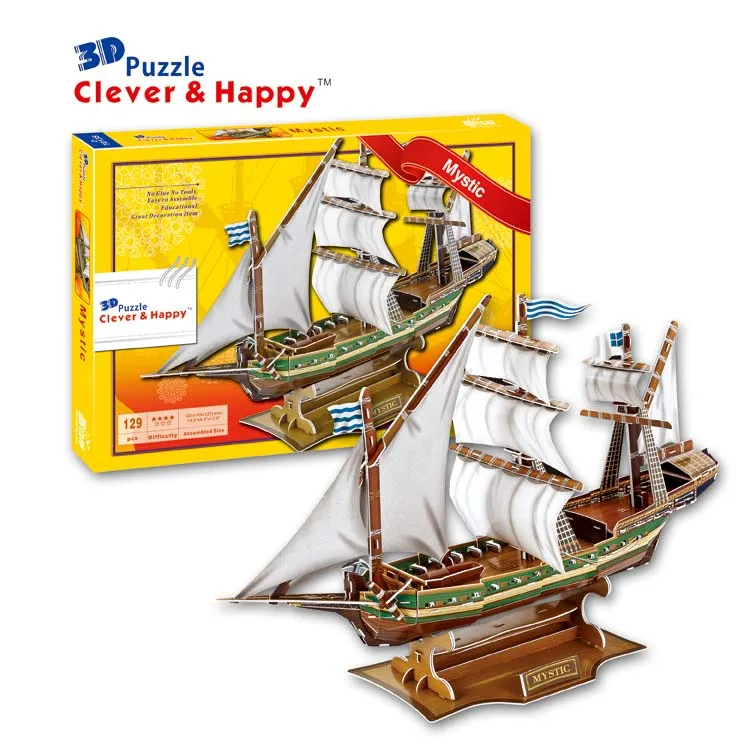Creative toy military mystic Mysterious pirate corsair boat ship 3D paper DIY jigsaw puzzle model children kid gift toy game 1pc