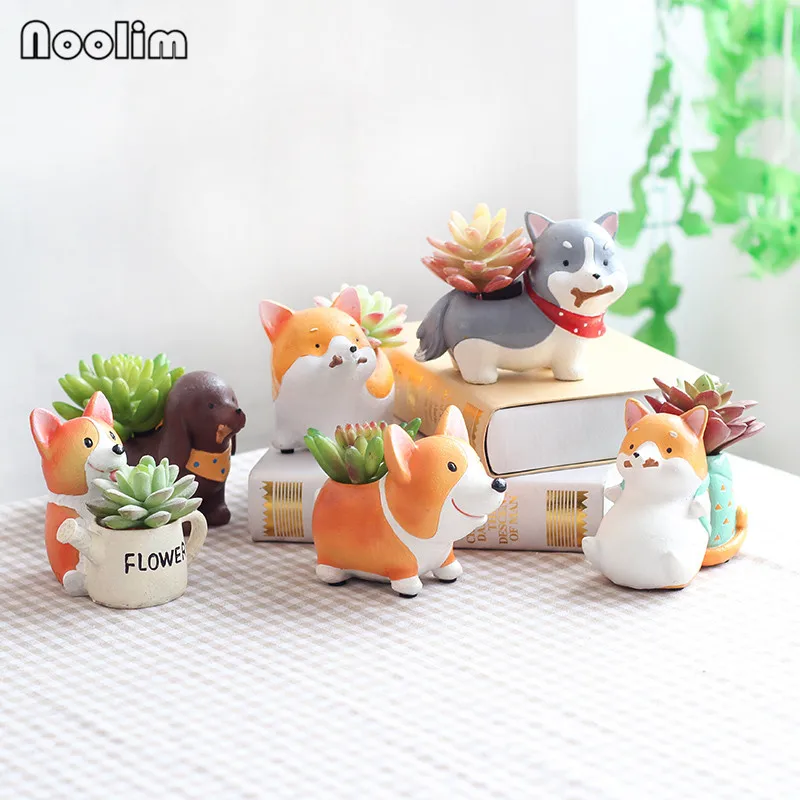 

Resin Corgi Flower Pot Planter Garden Plants Succulents Green Plant Bonsai Tabletop Flower Pots Home Decoratiom