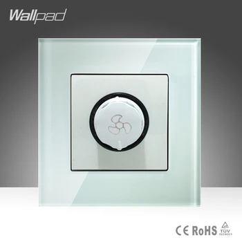

Fan Regulation Switch Wallpad White Luxury Tempered Glass 500W Rotary Fan Speed Regulate Dimming Wall Switch 220V Free Shipping