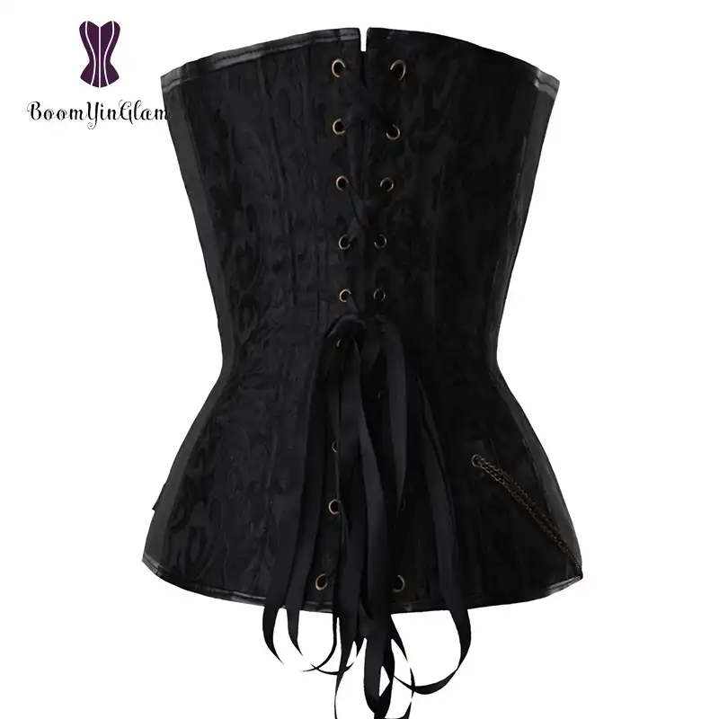 Party boomyinglam Womens Bustier Corset Satin Lace Up Boned Overbust Corset for Halloween Costume