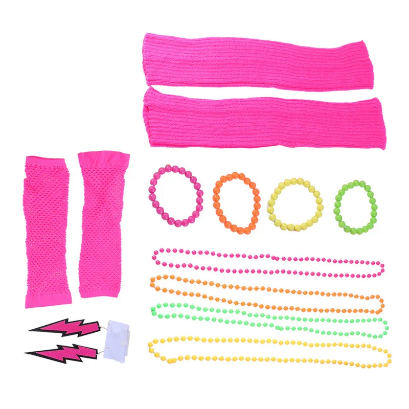 Neon Bead Bracelets Necklace 70/'s /& 80/'s Party Woman Bachelorette Party Decor+q