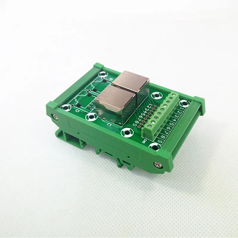 DIN Rail Mount RJ45 Module,RJ45 8P8C Right Angle Jack 2 Way Buss