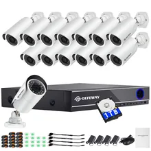 DEFEWAY 1080P система видеонаблюдения 16CH CCTV комплект безопасности 14 шт 1080P камера безопасности Супер ночного видения 1080P DVR 1 ТБ HDD