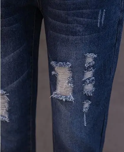 Летние Новые Большие размеры для беременных женщин семь очков джинсы носить отверстия тонкие джинсы