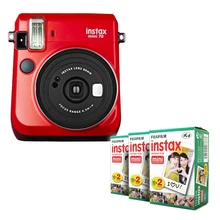 Fujifilm Instax Mini 70 мгновенная пленка камера красный со стильным плечевым ремнем+ Fuji 60 мгновенная пленка фото картинка