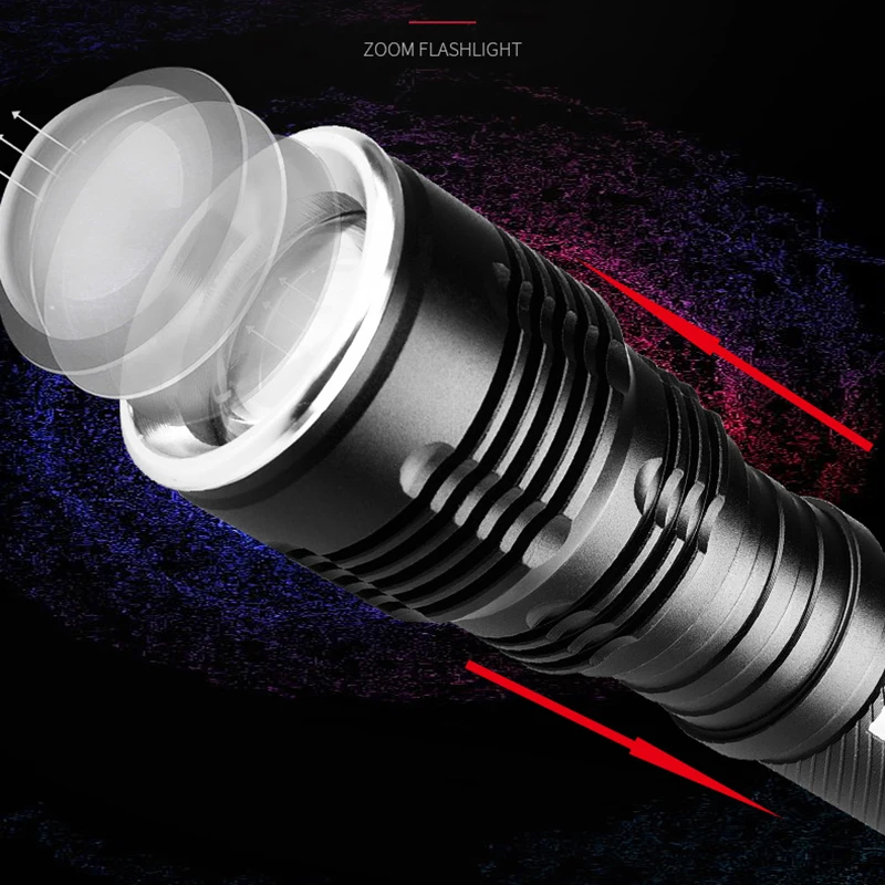 AIMIHUO Cree T6 LED Flashlight Powerful Telescopic Zoom Flashlight LED Waterproof Torch Mini COB Work Light Night Fishing Torch (3)