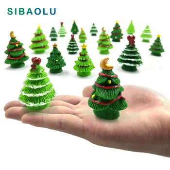 

10pcs Christmas Tree decorations for home decor miniature fairy garden accessories modern figurine ornaments Resin craft statue