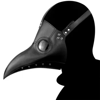 

New Dr. Beulenpest Steampunk Plague Doctor Mask Black PU Leather Birds Beak Masks Halloween Art Cosplay Carnaval Costume Props