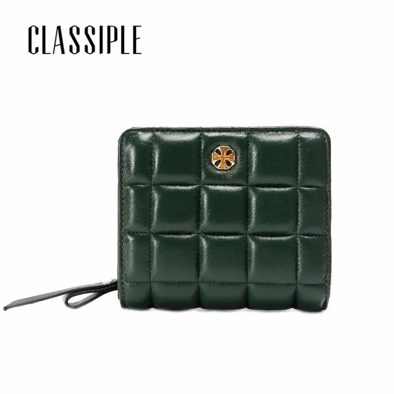 Da chính hãng Wallet đối với Phụ Nữ Hình Xoài Da Cừu Mềm Tri-Nếp Gấp Sang Trọng Cash Purse Cô Gái Nhỏ Màu Xanh Lá Cây Ly Hợp Coin Ví Holders