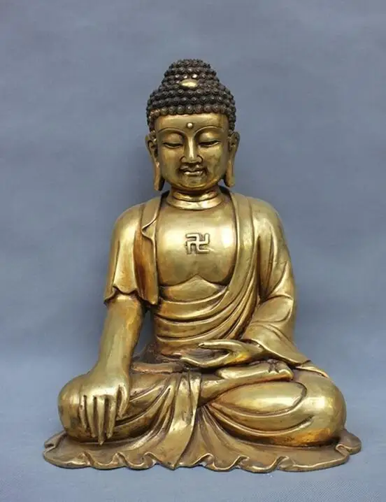 

16" China Tibet Buddhism Tathagata Sakyamuni Buddha Bronze Rulai Statue