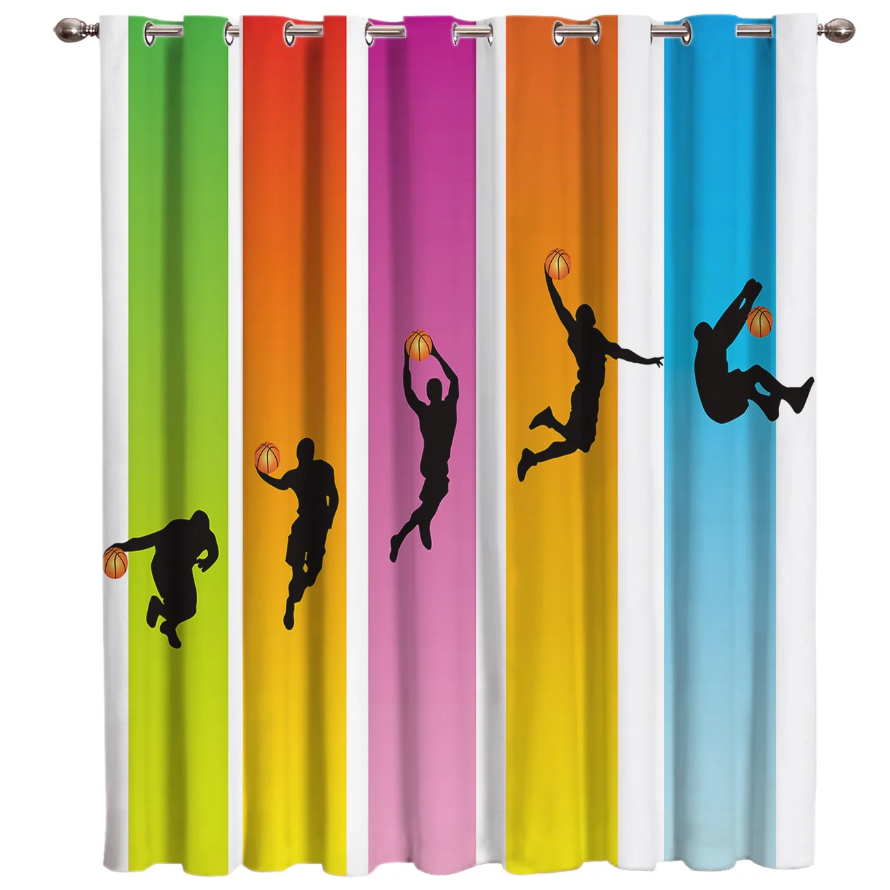 Basketball Mobilization Curtain Lights Bathroom Kitchen Fabric Drapes Indoor Decor Panels With Grommets Window | Дом и сад