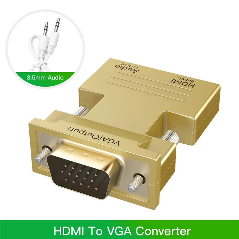 Hdmi-vga адаптер с аудио кабелем HD 1080P цифро-аналоговые аудио и видео HDTV конвертер кабель для ноутбука PS3 коробка проектора - Цвет: Gold