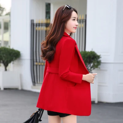 Printemps Version Laine Costume culture Nouvelle En Et D'hiver Gris rouge camel De Col Veste L'auto Bleu Coréenne Femmes marine Courte Professionnel zxgnzrXqw6
