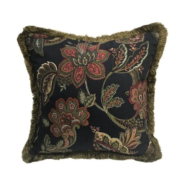 2018 Luxurious Black Damask Chenille Jacquard Woven Cushion Cover 2018 Luxurious Black Damask Chenille Jacquard Woven Cushion Cover Fringe Sofa Pillow Case 45 X