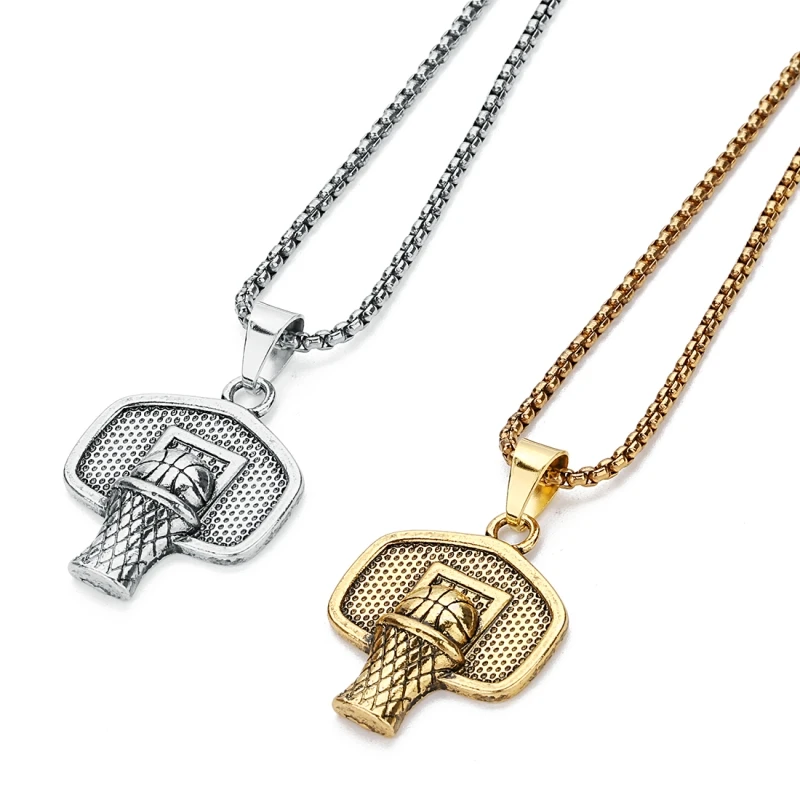 

1pc/lot Box Chain Stainless Steel Basketball Pendnat Men Necklace Shoot a Basket Sport Fun Necklace Basketball Lovers Gift F7447
