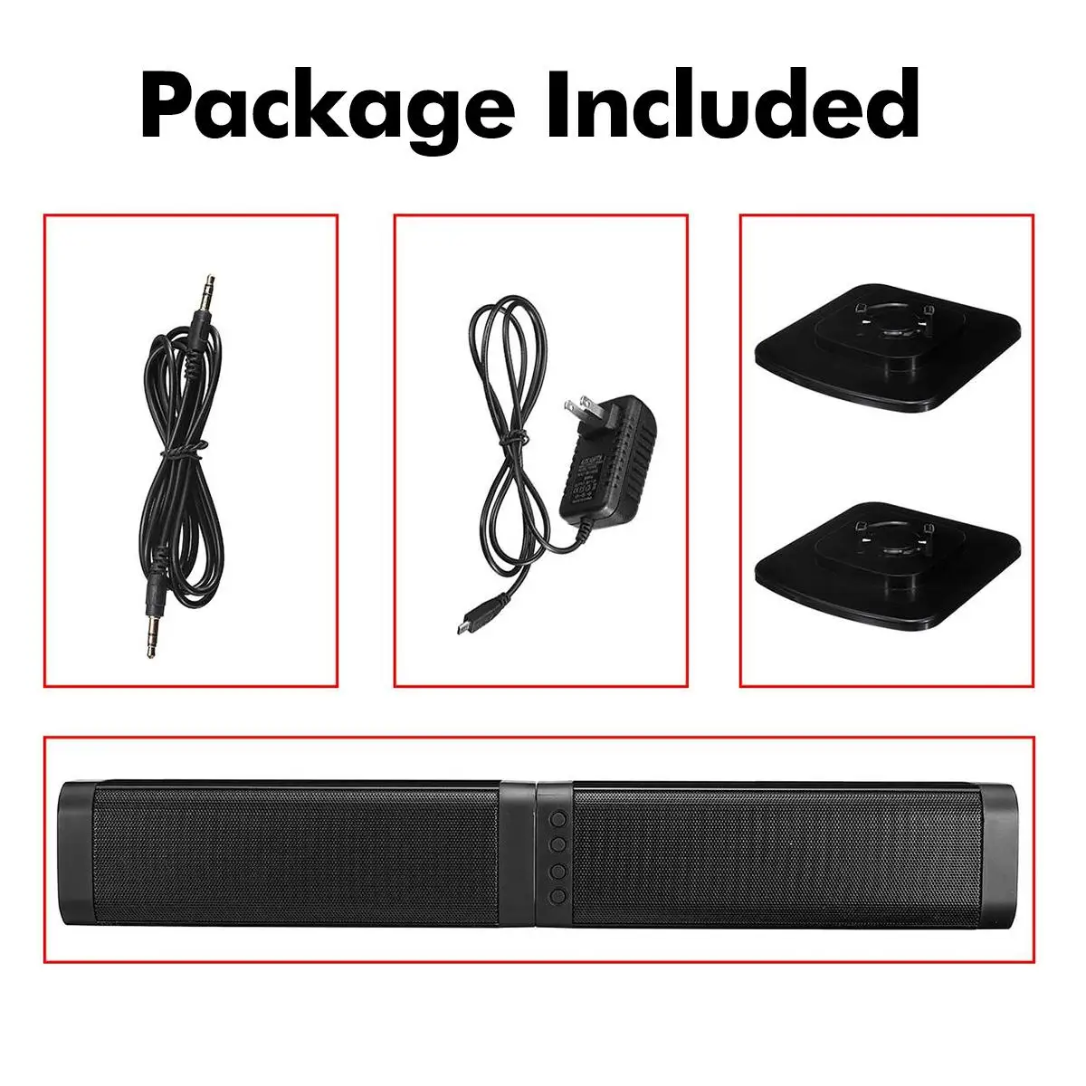 2PCS 20W Wireless bluetooth Soundbar Stereo Speakers Home Theater TV Sound Bar Super Bass 4D Stereo Surround Sound System