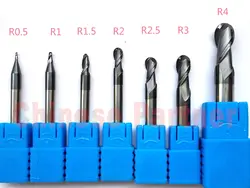 7 шт./лот R0.5/R1/R1.5/R2/R2.5/R3/R4 hrc45 2 флейты сферическим концом Спираль Бит фреза Инструменты ЧПУ Биты