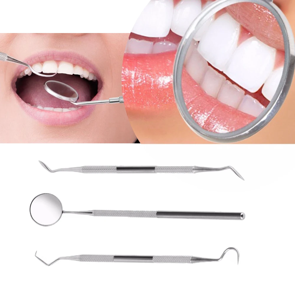 

3pcs/set Teeth Whitening Kit Stainless Steel Dental Tools Instrument Tooth Scraper Mirror Pick Set Teeth Scaler for Personal