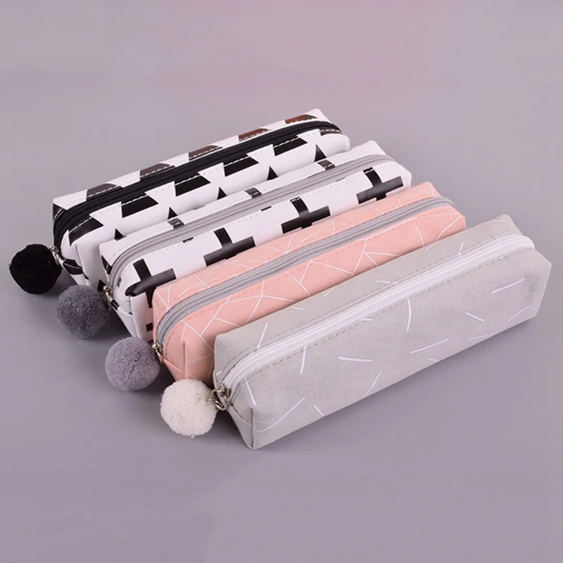 New Concise Solid Color Girls Student Pencil Case School Pencil Cases