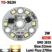 20PCS AC220V led pcb smd 2835 integrated IC driver aluminum lamp plate base direct to AC 220v for 3W 32mm bulb light bulb lights
