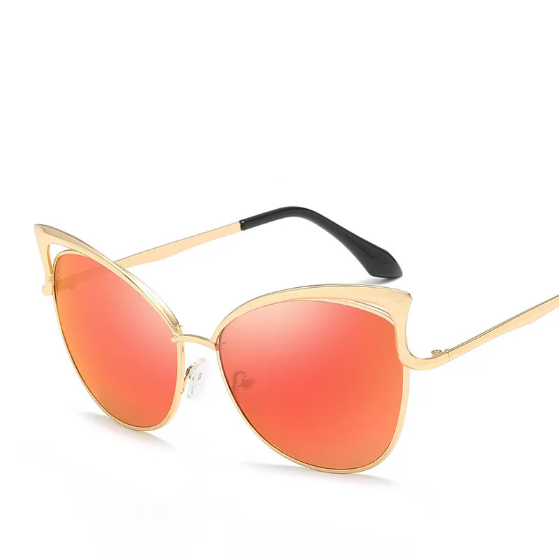 Новые роскошные солнцезащитные очки кошачий глаз, Женские Ретро брендовые дизайнерские высококачественные Винтажные Солнцезащитные очки, женские модные зеркальные солнцезащитные очки с покрытием - Цвет линз: Red