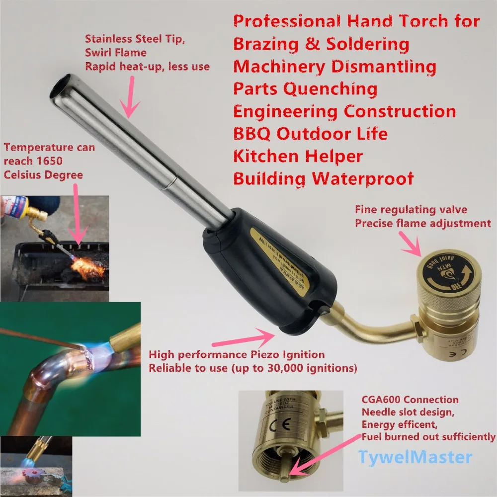 Газовый сварочный фонарь Mapp Пропан Газовый паяльный фонарь самозажигание ручной фонарь CGA600 пайка закалка нагревательная горелка барбекю CE