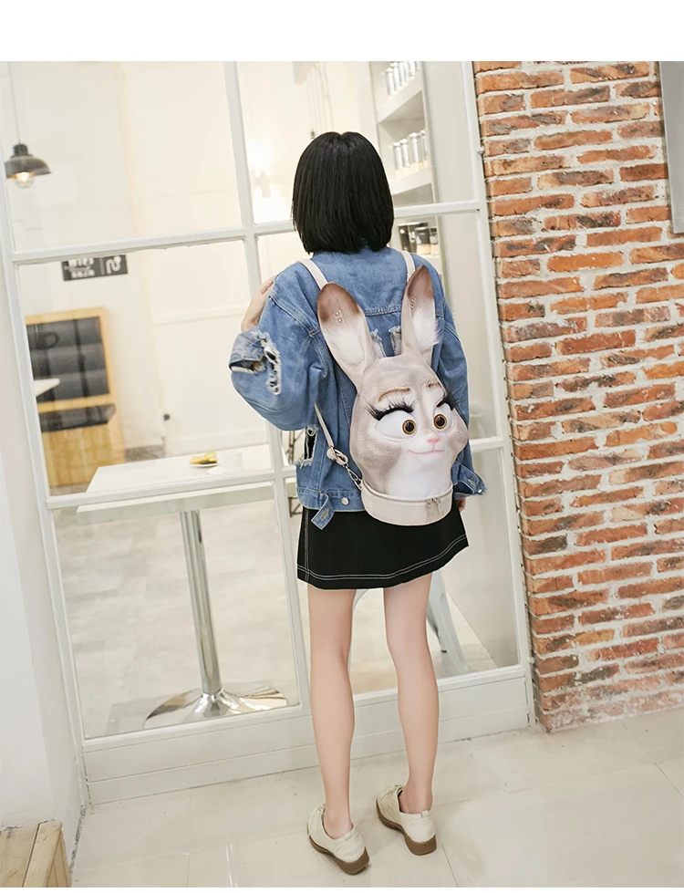 2021 Women Backpack 3D Emboss Rabbit Soft lLady Leather Backpacks Sweet Teenager Leisure Party Cute Bag Female Mujer Bagpack stylish rucksack