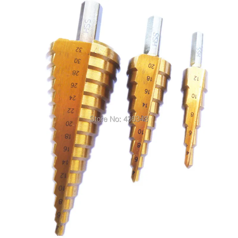 3x 4-122032mm Pro Large HSS Steel Step Cone Drill Titanium Bit Hole Cutter Set.jpg