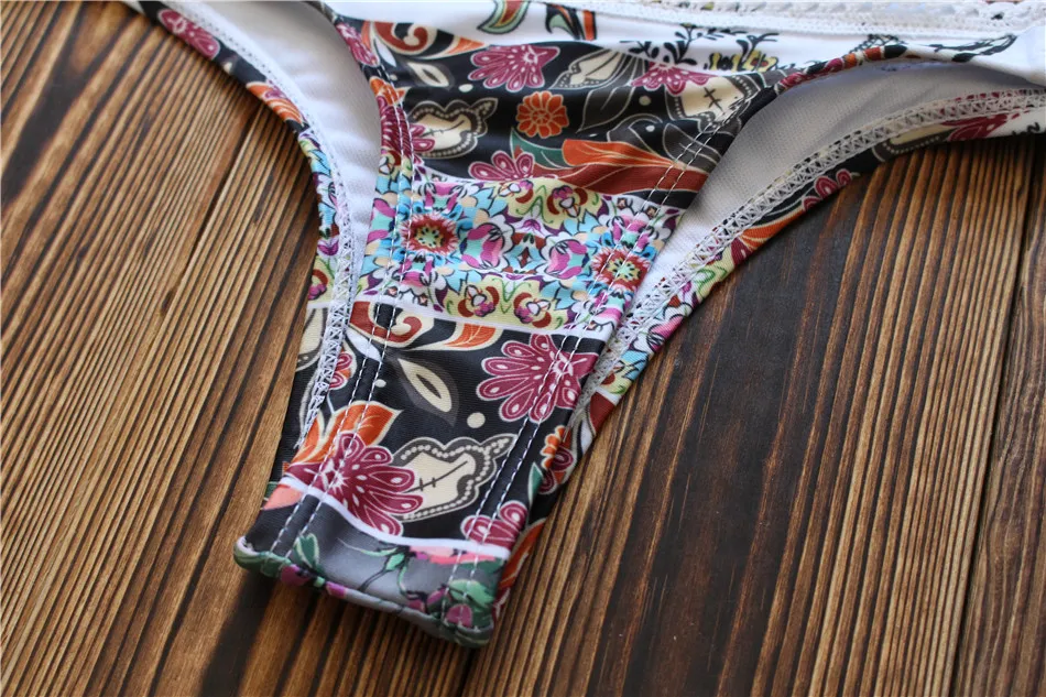Бикини цветочный женский купальник женский бразильский комплект бикини сексуальный кружевной Пуш-Ап купальный костюм бандаж пляжная одежда бикини
