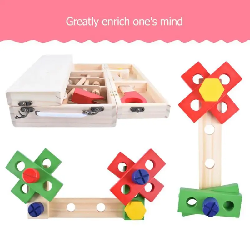 Kids Baby Wood Multifunctional Tool Set Toys DIY Maintenance Box Pretend Toy Birthday Gift