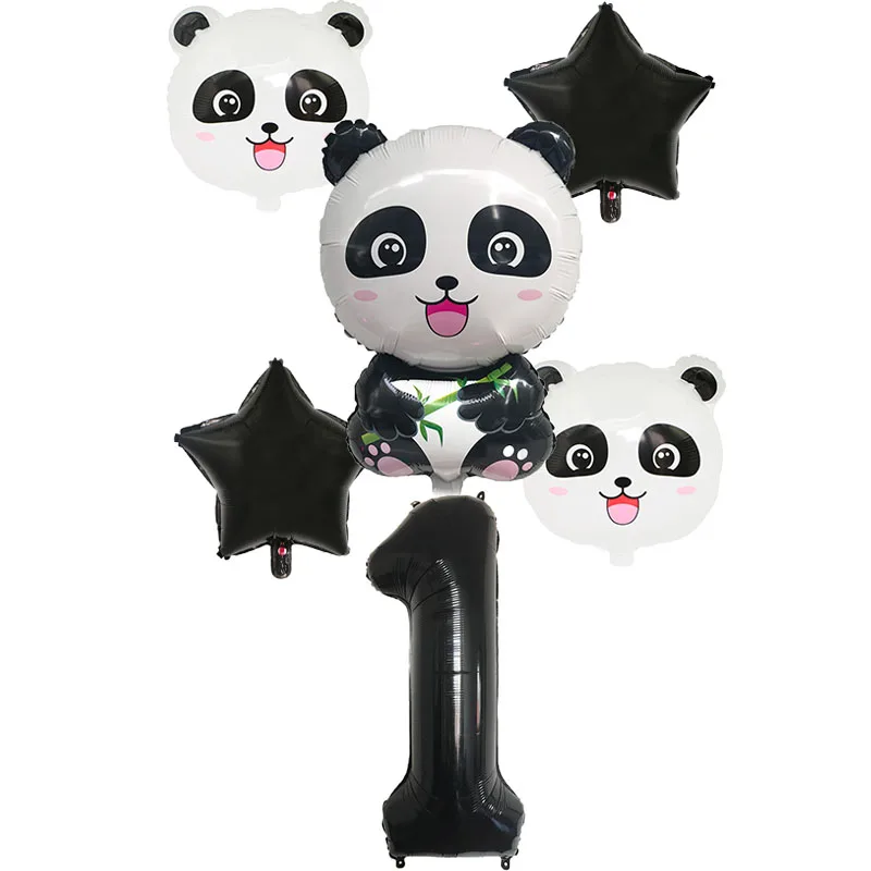 

Cute Panda Aluminium Foil Balloons Black White Star Set Birthday Party Decoration 32 Inch Number Balloon Party Sypply Kids Toys
