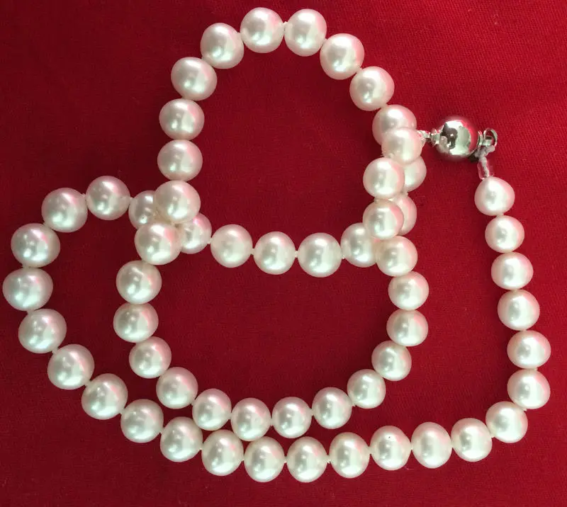 

New 7-8mm Natural White Akoya Freshwater Pearl Necklace 18" AAA