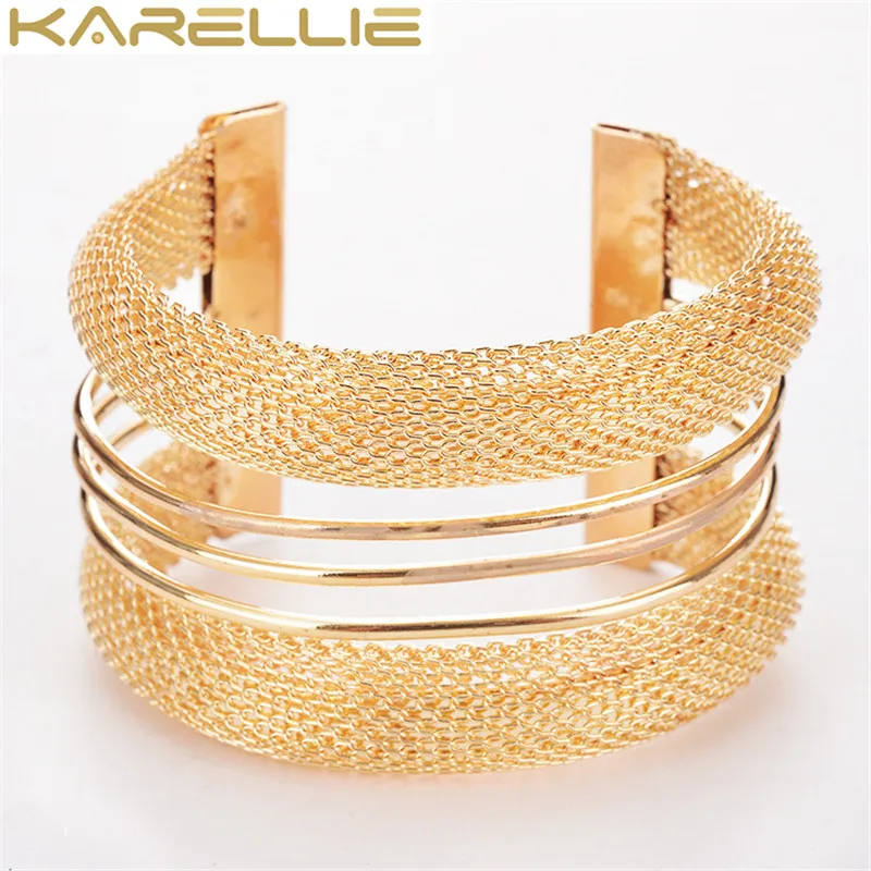 KARELLIE Trendy Iron Opened Women's Cuff Bangles Knit Opening Wide