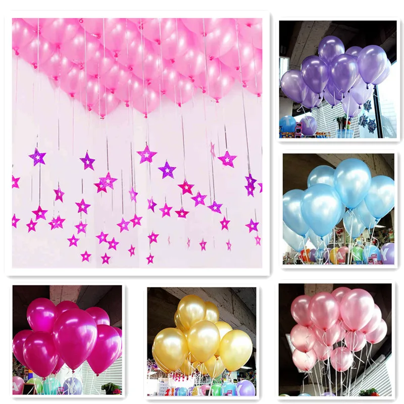 

2.2g 10pcs / lot pink pearl latex kind 17 colors inflatable wedding decorations air ball happy birthday party supplies balloons