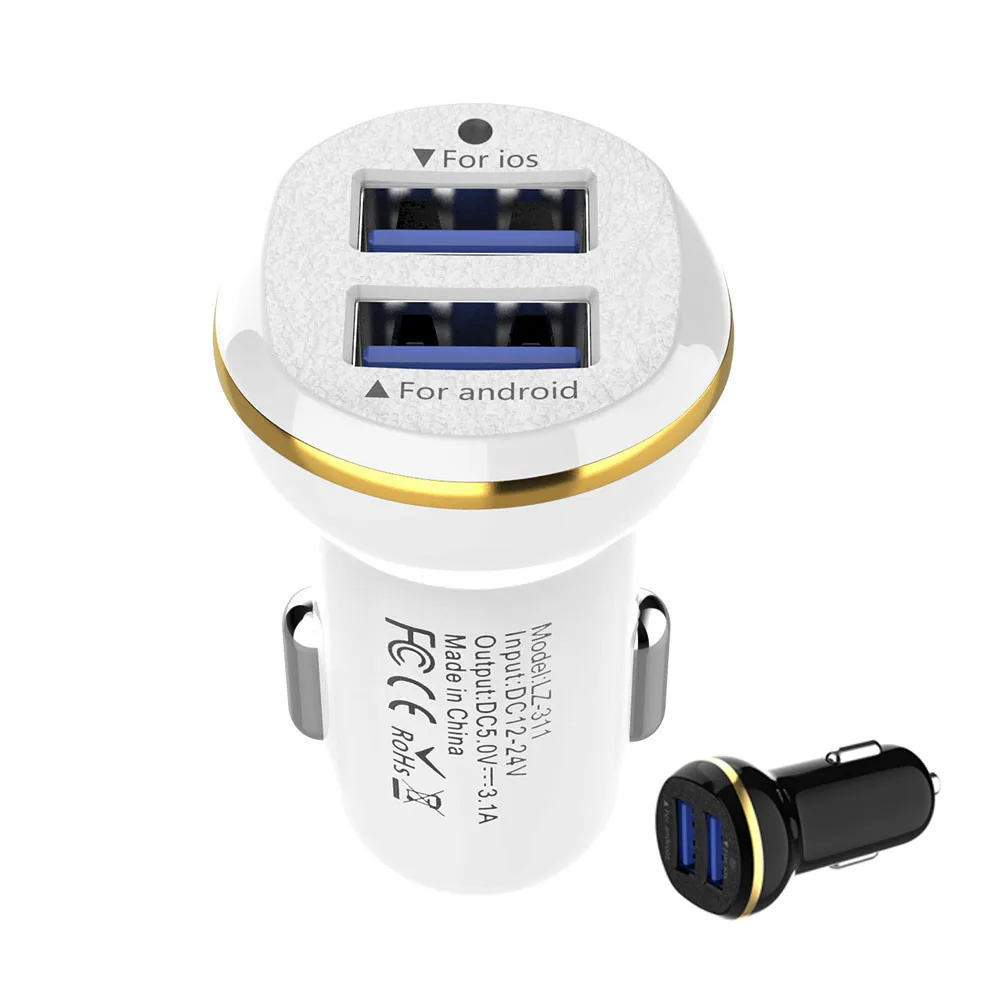 

Car Charger 3.1A Adapter Mobile Phone Charger 2 Port USB Fast Car Charger for iPhone Samsung Tablet Car-Charger Charging 19MAY15