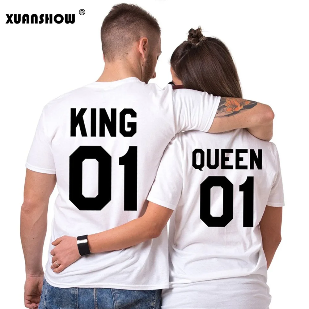 XUANSHOW новые модные летние футболки для пар с коротким рукавом Король Королева