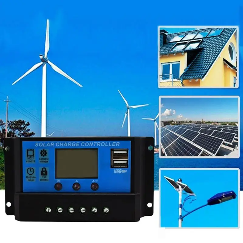 30A 12В/24В LCD Интеллектуальный автоматический регулятор заряда PWM солнечной