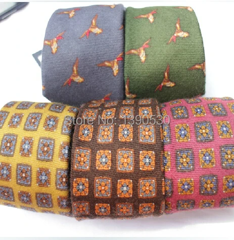 

Free shipping Men's 100% wool Jacquard colorful pattern design Neckties for men Formal Wedding Party Groom wool tie