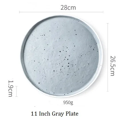 Корейский стиль, керамическая двухцветная посуда, домашняя тарелка для стейка, обеденная чаша, миска для риса, обеденная тарелка для завтрака - Цвет: 11 Inch Gray Plate