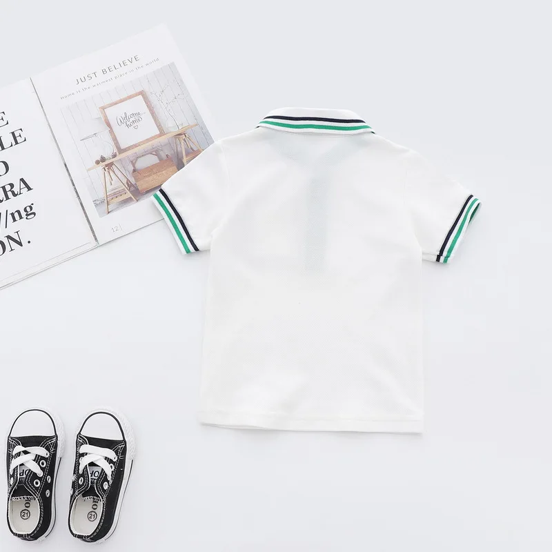 Fashion Summer Cotton Striped Baby Boys Short Sleeved T-shirt Printed Children Tees Kids Tops For Age 2-7 Years Old