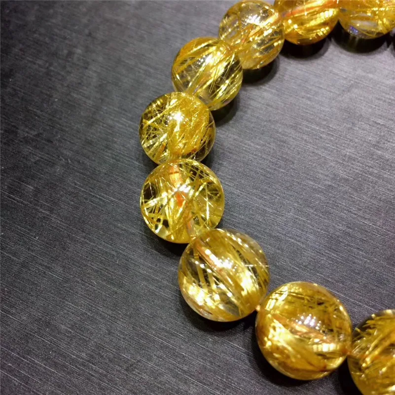 Natural Gold Rutilated Quartz Crystal Bracelet (2)