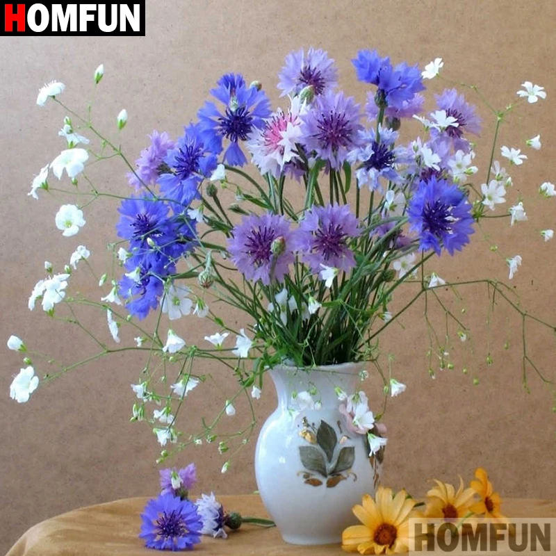 Алмазная живопись HOMFUN вышивка крестиком 5D фиолетовый цветок домашний декор для