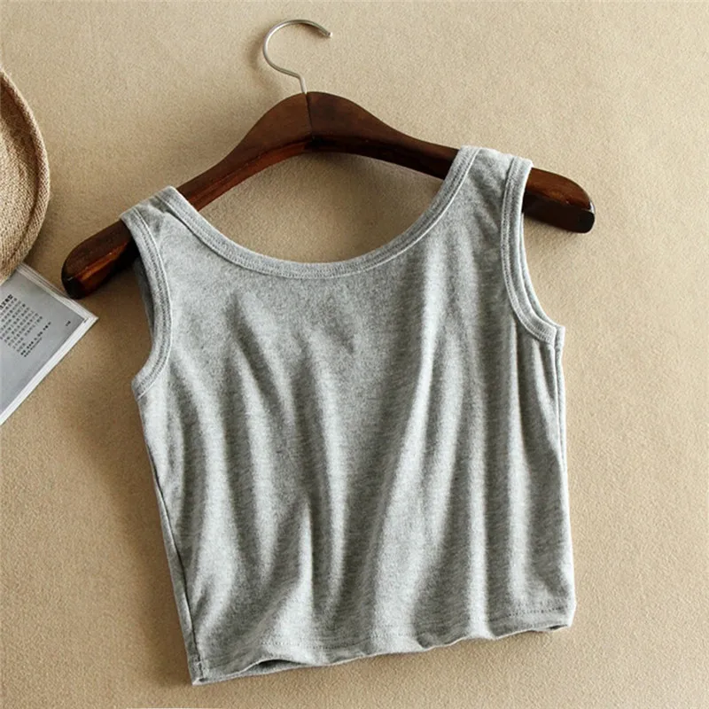 Без рукавов U Croptops Летний Тонкий короткий топ топы на бретелях Однотонный